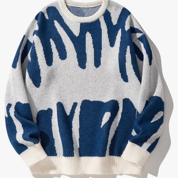 Amazon Tops - Long Sleeve Pullover weaters Round Neck Pattern Sweater Tops Jumper oversized